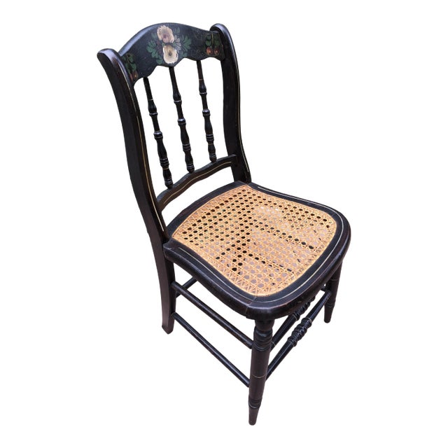 Vintage Hitchcock Cane Seat Spindle Accent Chair For Sale