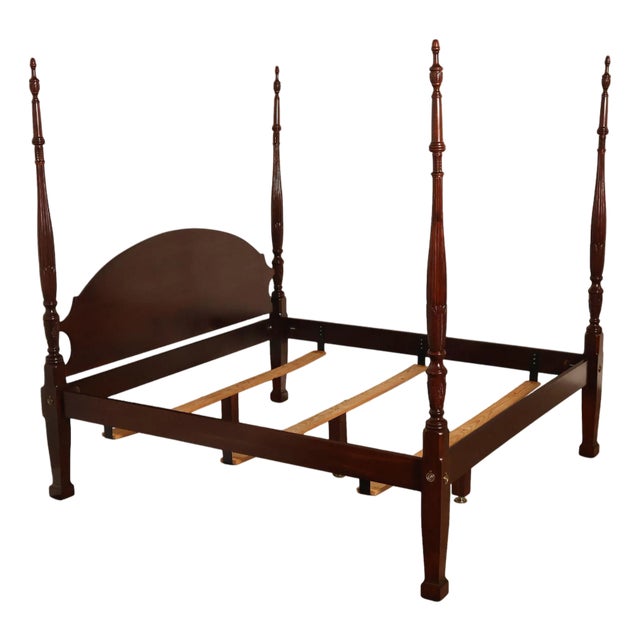 Craftique Mebane Rice Traditional Mahogany King Four Poster Bed For Sale