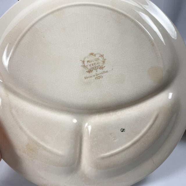 Cream Antique Villeroy & Boch Mettlach Rouen Grill Sectioned Plate For Sale - Image 8 of 11