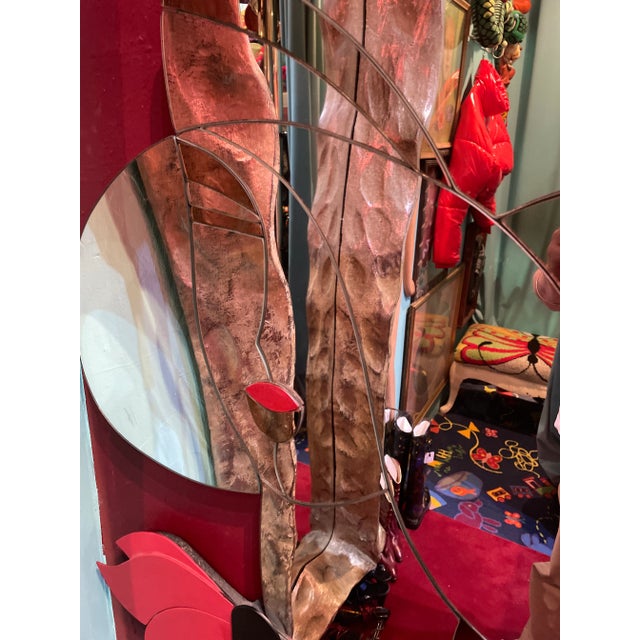 Mid-Century Modern 1960s Deco Lady Face Mirror Large 1980s For Sale - Image 3 of 3