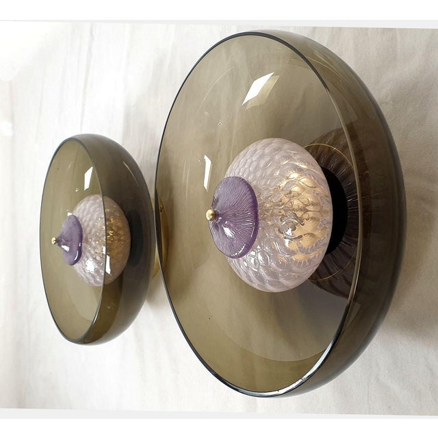 1990s Brown and Purple Murano Glass Sconces - A Pair For Sale - Image 4 of 13