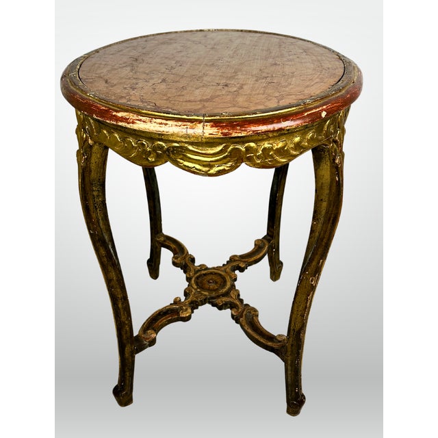 Mid 19th Century 19th Century French Marble Top Table Carved Stretcher Base Antique 19th Century For Sale - Image 5 of 12