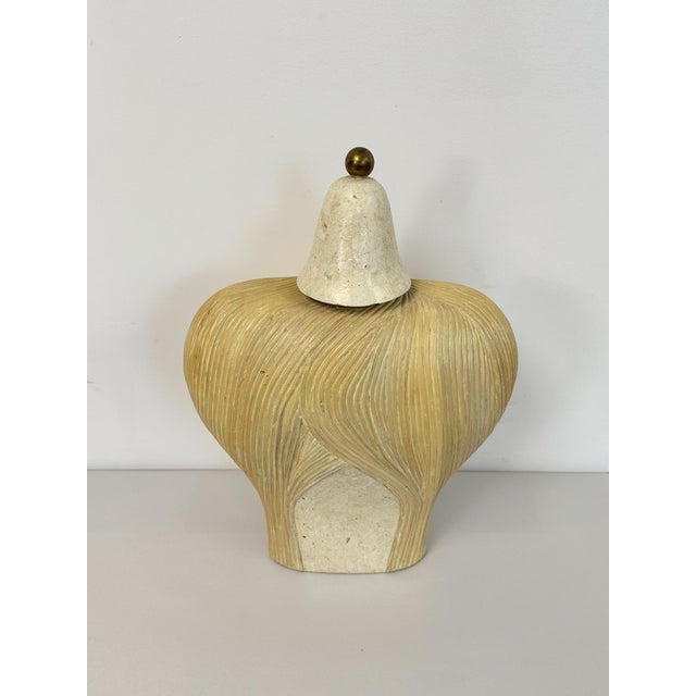 Late 20th Century Pencil Reed Tessellated Stone Bust Statue Hollywood Regency Coastal Handmade For Sale - Image 4 of 11
