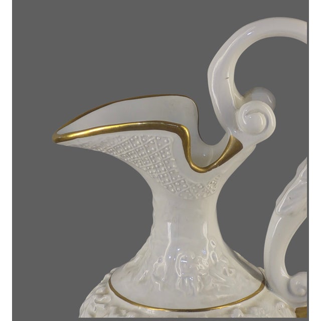 Mid 20th Century Elegant Neo-Classical Ewer Gilded White Ornate Figural Porcelain Capoimpero Ardald Italy For Sale - Image 5 of 16