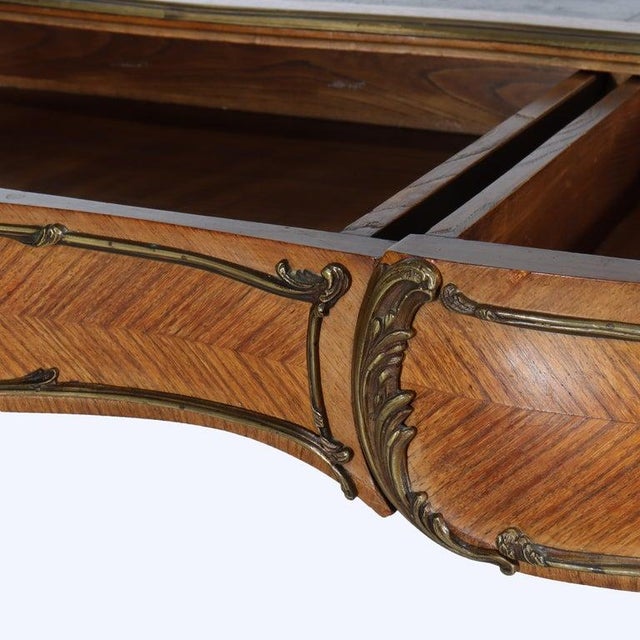 Antique French Louis XV Bureau Plat Rosewood Inlaid Attributed to François Linke 19th C For Sale - Image 14 of 17