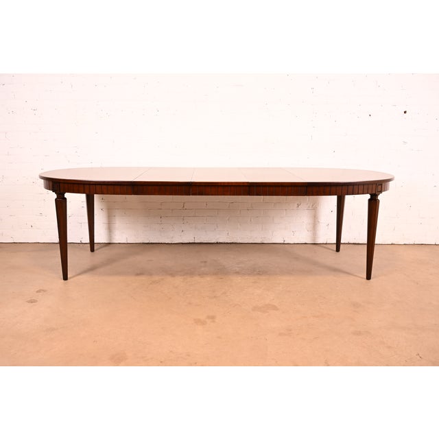 French Henredon French Regency Louis XVI Mahogany Extension Dining Table, Newly Refinished For Sale - Image 3 of 18