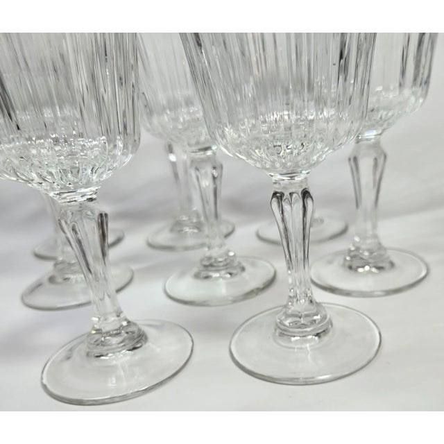 Contemporary Fluted French Water Goblets- Set of Eight For Sale - Image 3 of 12