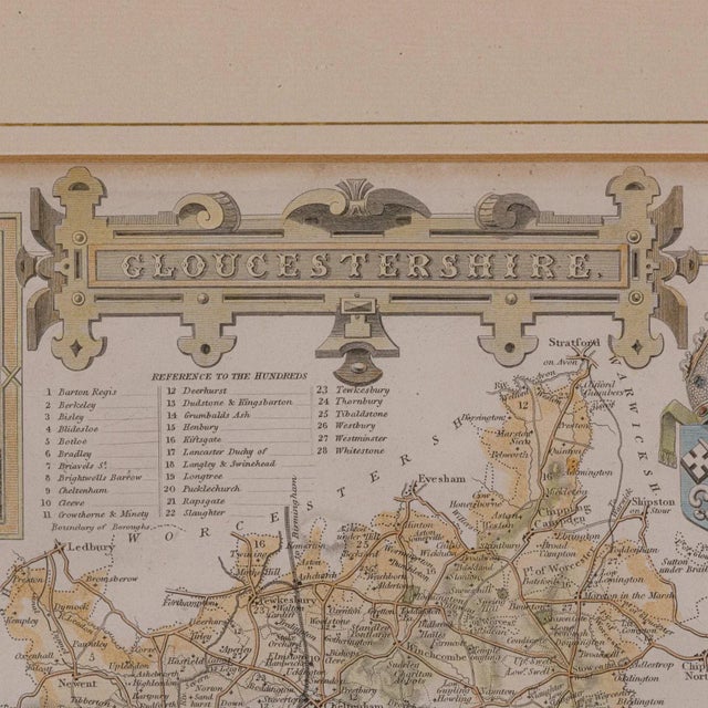 Wood 1850's Antique Lithography Map Gloucestershire For Sale - Image 7 of 12