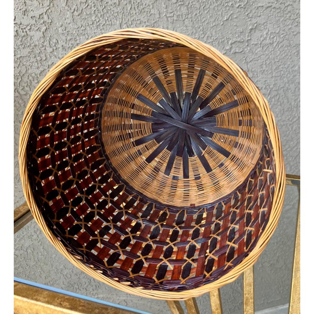 Mid 20th-Century Lacquered Rattan Geometric Design Cachepot / Planter ...