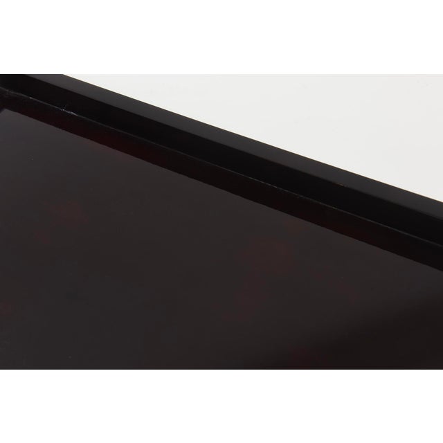 Oggetti Vintage Oggetti Lacquered Mahogany Rectangular Tray With Art Deco Silver Chromed Handles For Sale - Image 4 of 12