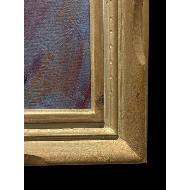 1950s Mid-Century Modern Cubist Abstract Giltwood Framed Signed Oil on Canvas For Sale - Image 5 of 7