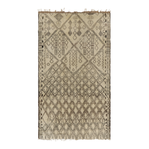 Vintage Moroccan Rug, Cream and Brown Diamond Geometric Patterns - Rug & Kilim