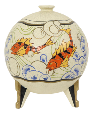 Art Deco Vase with Fish and Orchids, France, 1920s