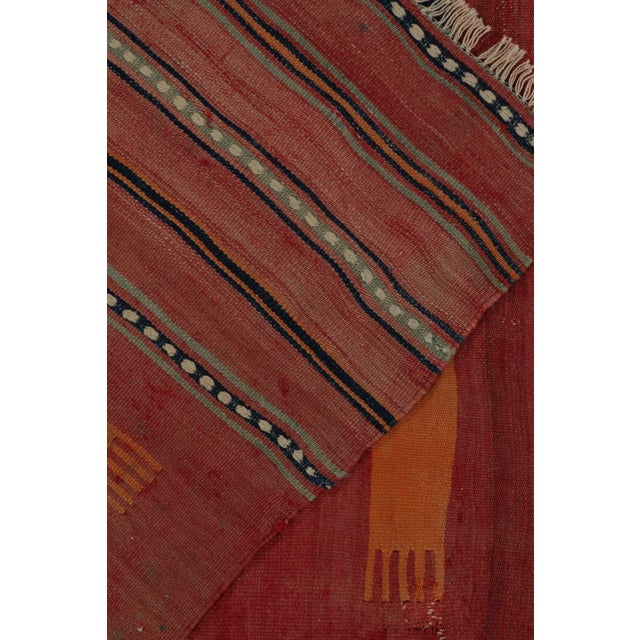 Antique Tribal Kilim Rug in Red, Blue and Orange Tribal Geometric Pattern For Sale In New York - Image 6 of 6