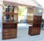 Brown 1970s Campaign Vintage Henredon Oak Wall Unit With Marble Counter and Mirrored Cabinets For Sale - Image 8 of 17