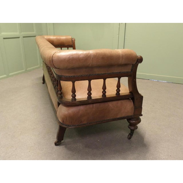 Long Victorian Open Arm Chaise in Leather For Sale - Image 6 of 8