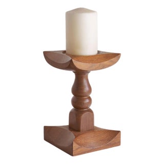 Large Brutalist Candleholder in Oak, 1960s For Sale