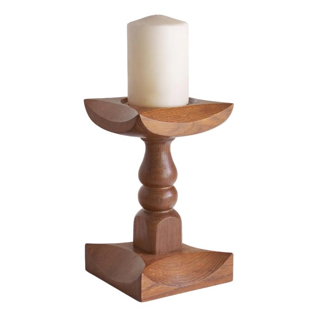 Large Brutalist Candleholder in Oak, 1960s For Sale