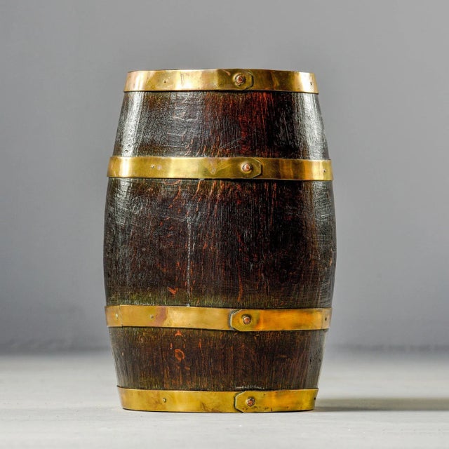 English Oak Barrel With Four Brass Bands For Sale - Image 10 of 10