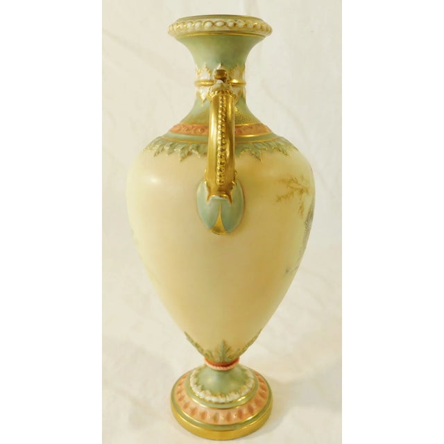 Antique C1896 Royal Worcester England Hand Painted Porcelain Floral Vase For Sale - Image 9 of 12