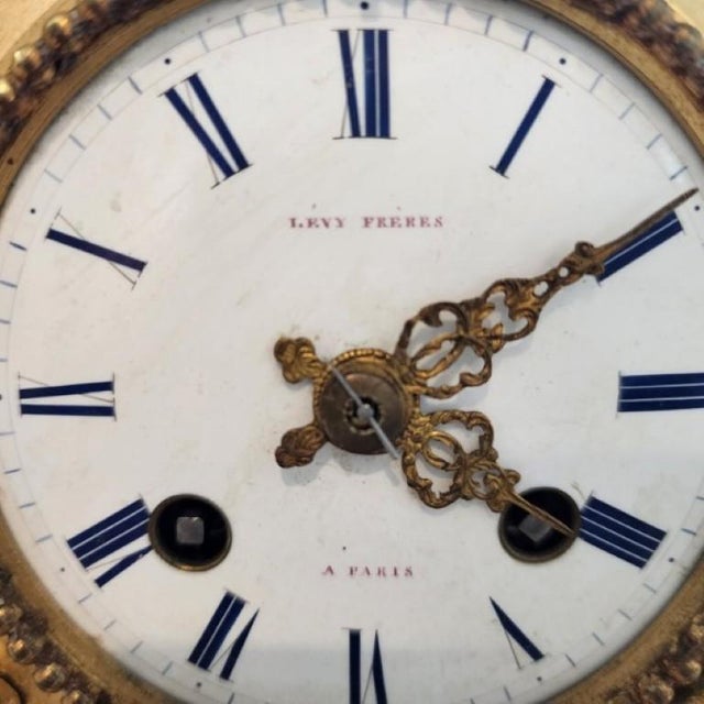 19th C. French Lévy Frères Napoleon III Gilt Bronze & Porcelain Mantel Clock For Sale - Image 11 of 15