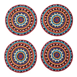 My Doris Set of 4 Beaded Cocktail Coasters Multi