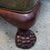 Vintage English Georgian Style Distressed Olive Green Leather Wingback Library Armchair With Ball & Claw Feet For Sale In Washington DC - Image 6 of 12