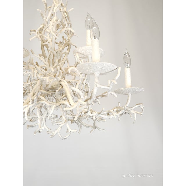 Fabulous MCM Palm Beach 1960s 9 Arm 9 Light Coral Iron Tole (Heavy) Chandelier For Sale - Image 11 of 12