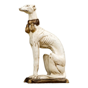 Midcentury Whippet Dog Sculpture in Painted Composite With Gilded Collar