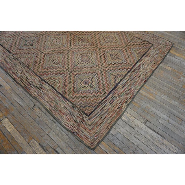 Brown Early 20th Century American Hooked Rug For Sale - Image 8 of 12