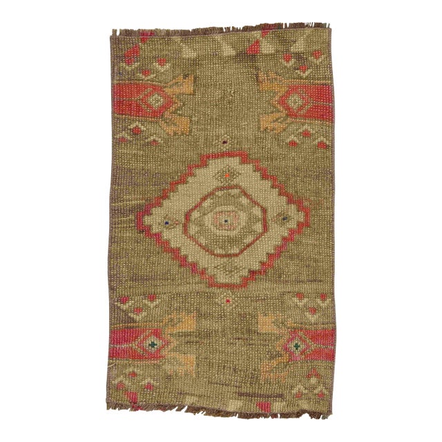 Washed Out Mini Vintage Rug For Sale