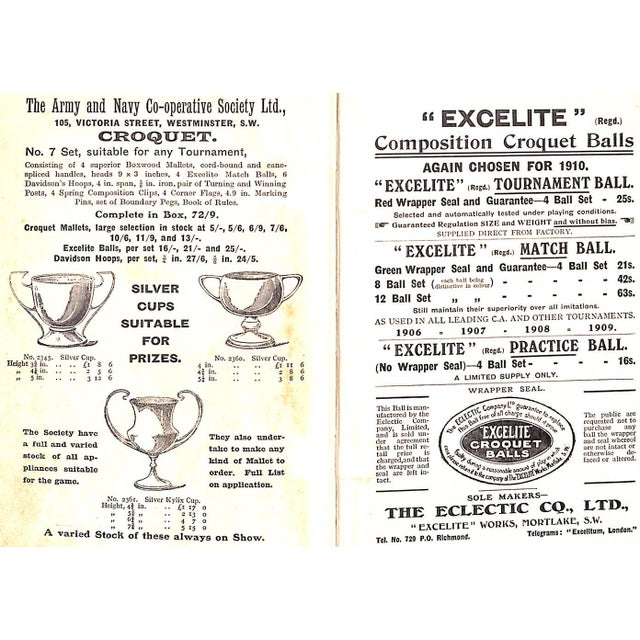 White "Modern Croquet Tactics: Together With the Laws" 1912 Locock, c.d. For Sale - Image 8 of 9