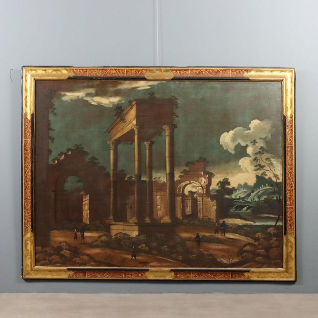 Unknown, Architecture and Characters, Oil on Canvas For Sale - Image 14 of 14