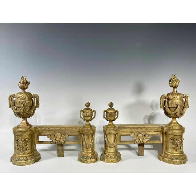 Bronze 19th Century French Gilt Bronze Fire Andirons - a Pair For Sale - Image 8 of 8
