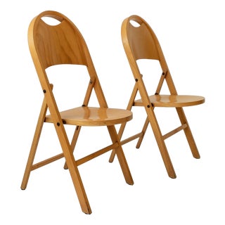 Vintage Tric Folding Chairs by Achille and Pier Giacomo Castiglioni for Bernini, 1970s, Set of 2 For Sale