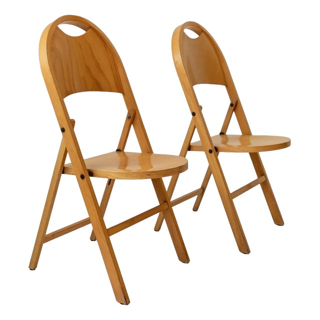 Vintage Tric Folding Chairs by Achille and Pier Giacomo Castiglioni for Bernini, 1970s, Set of 2 For Sale