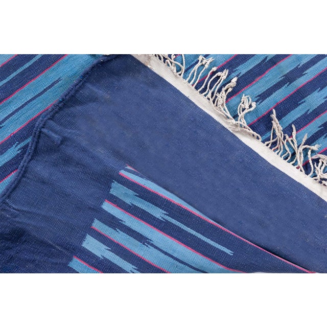 Textile Vintage Indian Blue Dhurrie Rug Doris Leslie Blau For Sale - Image 7 of 9