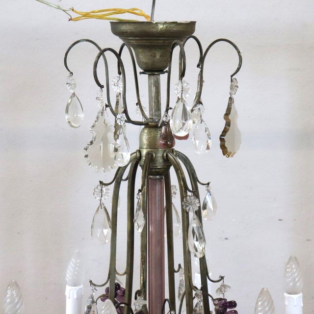 20th Century Chandelier in Bronze and and Glass Fruit Pendants For Sale - Image 9 of 18