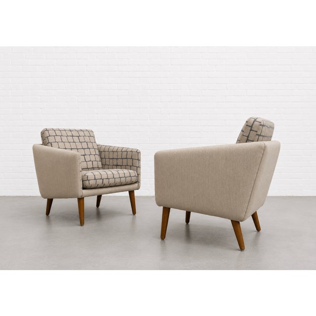 Pair - Danish Mid Century Modern Teak + Wool Armchairs, C. 1960’s For Sale - Image 12 of 14