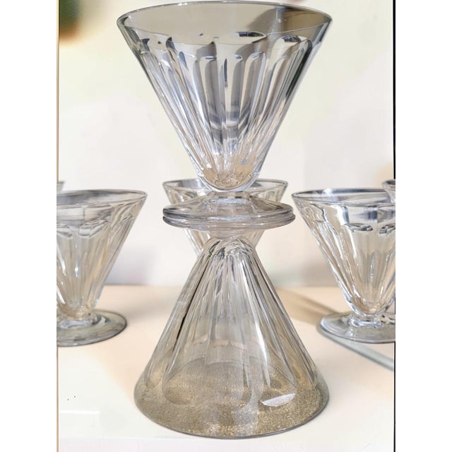 Baccarat Vintage Crystal Wine Glasses with Rex Pattern from Baccarat, 1920s, Set of 9 For Sale - Image 4 of 10