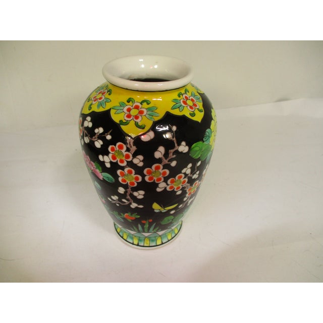 Vintage Hand-Painted Porcelain Peacock Vase For Sale - Image 4 of 5