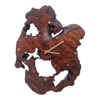 One-of-a-Kind Handcrafted Driftwood Wall Clock – Functional Natural Wood Wall Sculpture For Sale