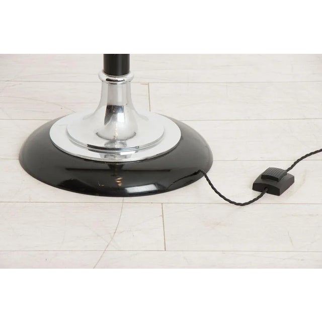 Art Deco French Opal Uplighter Lamp in Black Lacquer by Mazda, 1930s For Sale - Image 3 of 9