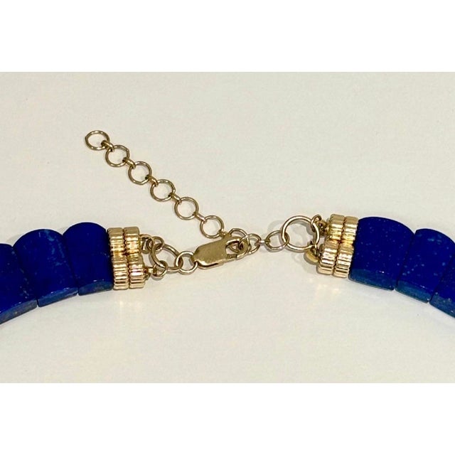 Metal The Cleopatra Lapis Collar Necklace With Diamonds & 14k Gold For Sale - Image 7 of 8