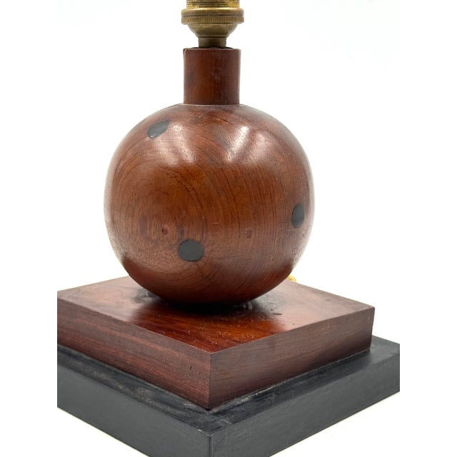 Vintage French Art Deco Wood Table Lamp, 1930s For Sale - Image 11 of 12