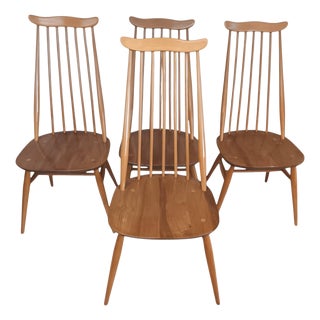 Vintage Goldsmith Dining Chairs in Light Elm attributed to Lucian Ercolani for Ercol, 1960s, Set of 4 For Sale