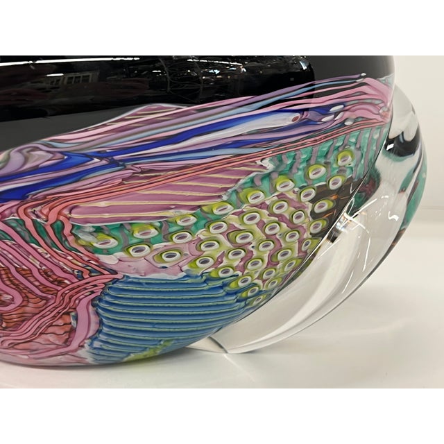 Vintage 1992 Oceanic Wave Series Hand-Blown Glass Vase by Peter Ridabock - Signed For Sale - Image 11 of 18