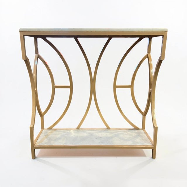 Modern Iron Marble Top Console Table For Sale - Image 3 of 5