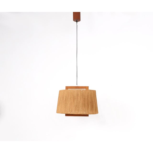 Vintage Sisal and Teak Pendant Lamp from Temde Leuchten, 1960 For Sale - Image 11 of 11