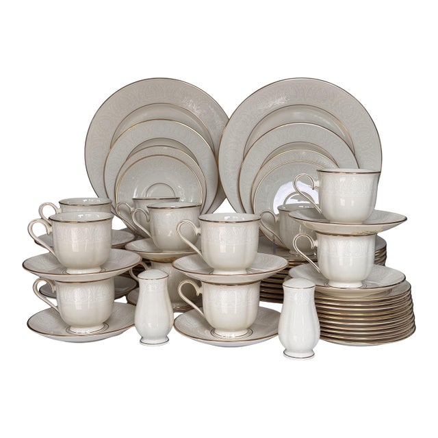 1990s Lenox Courtyard Gold - 62 Pieces For Sale